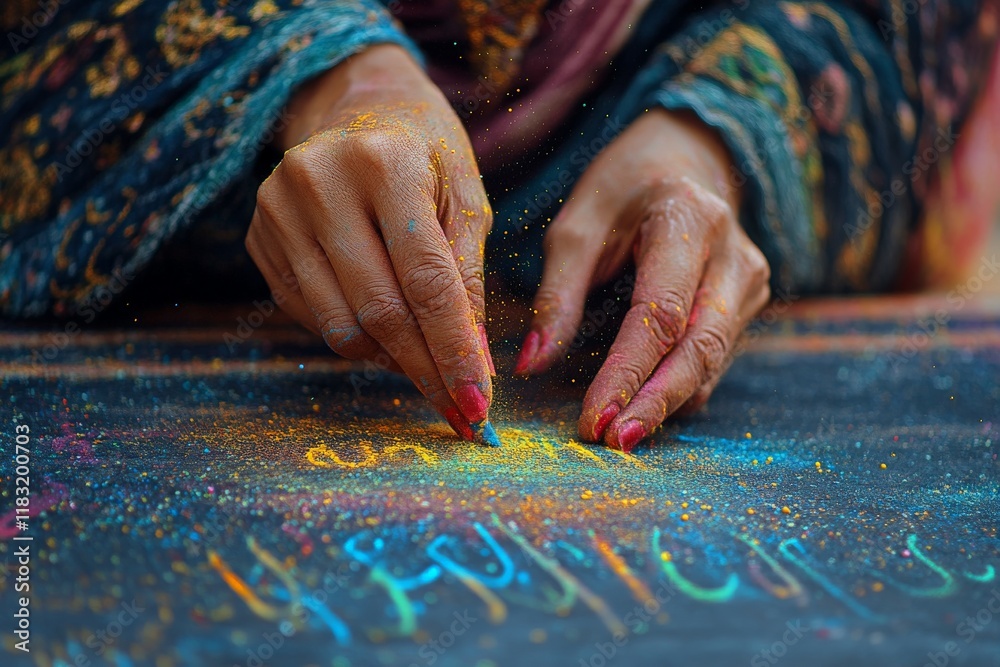 Hands Creating Colorful Sand Art Hands Creating Colorful Sand Art