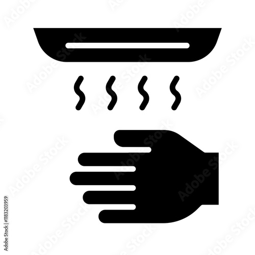 Drying hand icon in glyph style