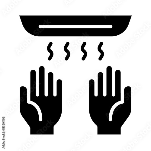 Drying hand icon in glyph style