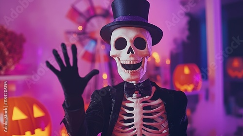 Skeleton costume, halloween party, spooky, festive,  decoration,  spooky,  trick or treat,  celebration,  fun,  night,  colorful,  invitation,  character,  costume,  dark,  creepy,  halloween,  holida photo