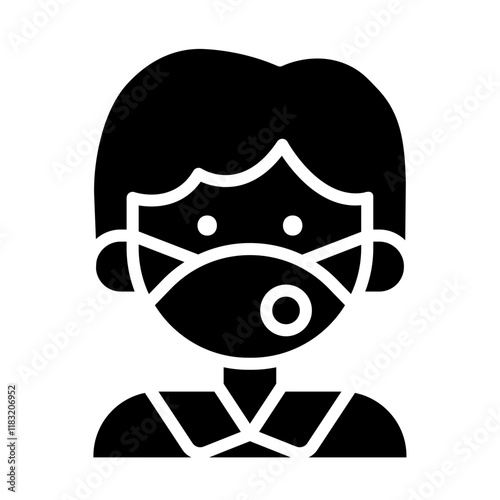 man face with mask icon in glyph style