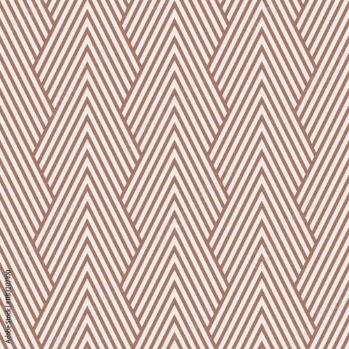 Seamless mocha brown and white chevron lines pattern vector