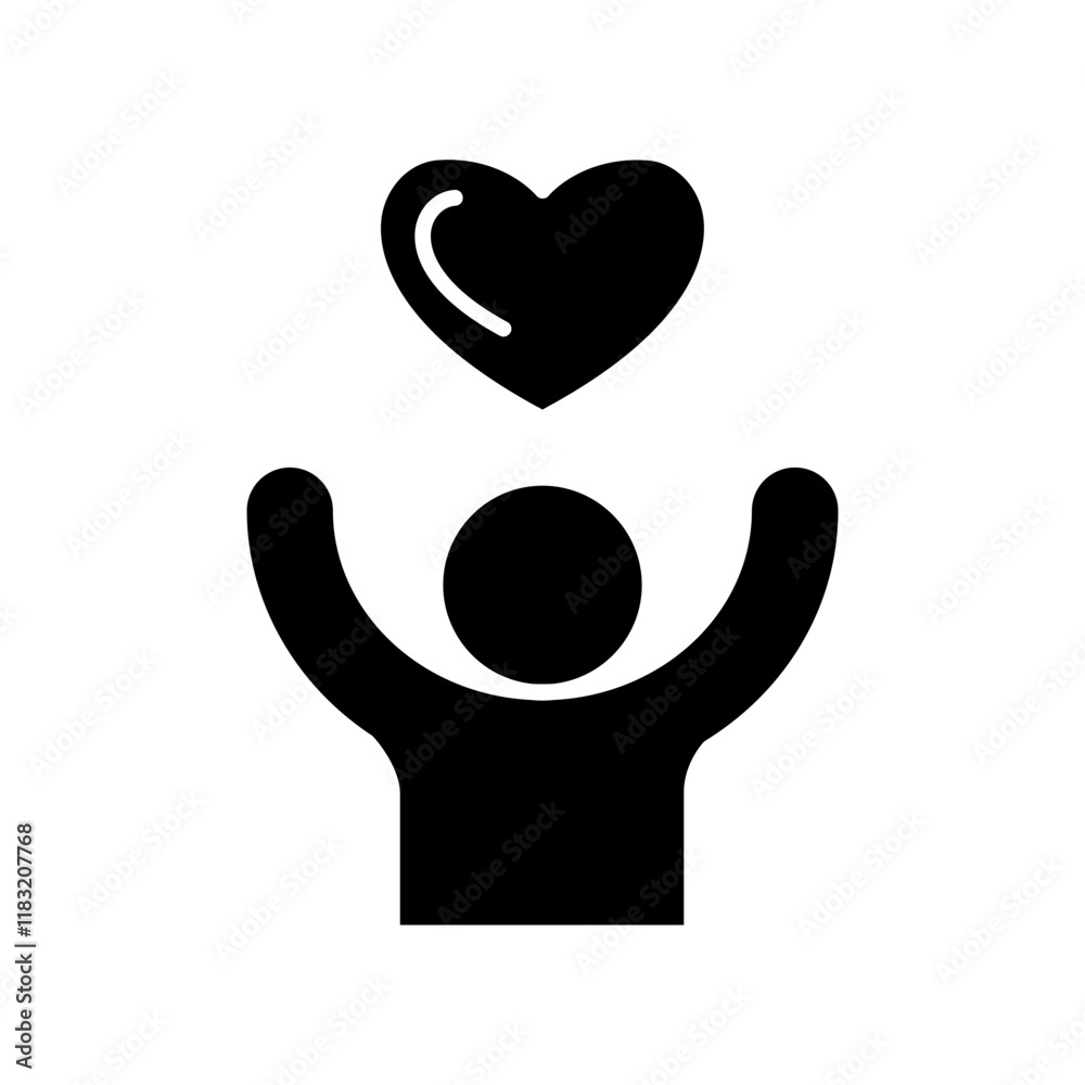 Person and heart icon in glyph style Person and heart icon in glyph style