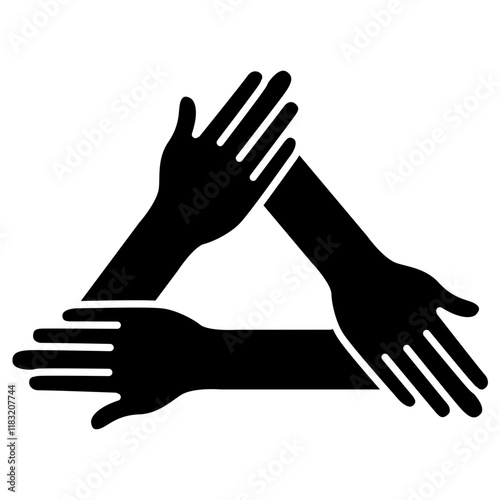 three Hands holding icon in glyph style