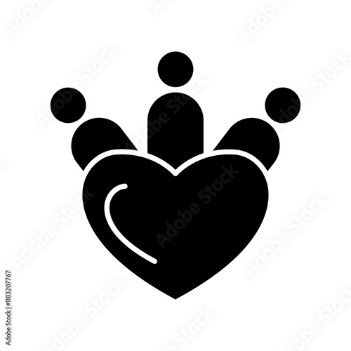 People and heart icon in glyph style