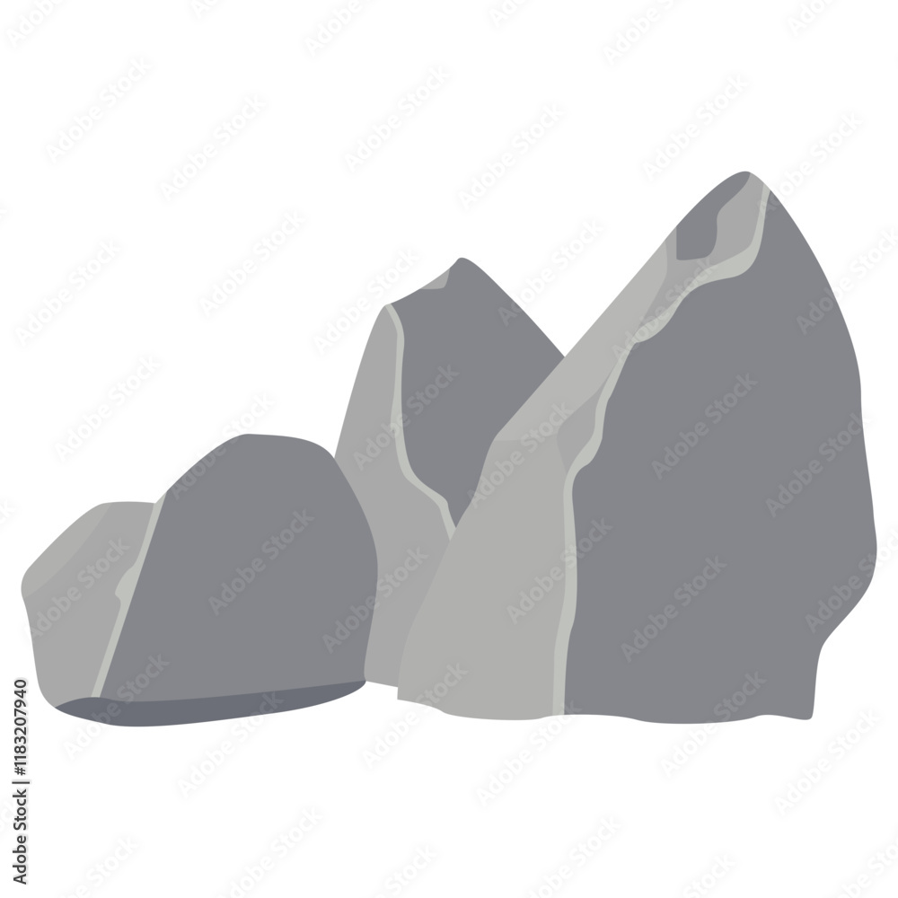 Boulder Stone Cartoon. Isolated on White Background. Vector Illustration. Boulder Stone Cartoon. Isolated on White Background. Vector Illustration.