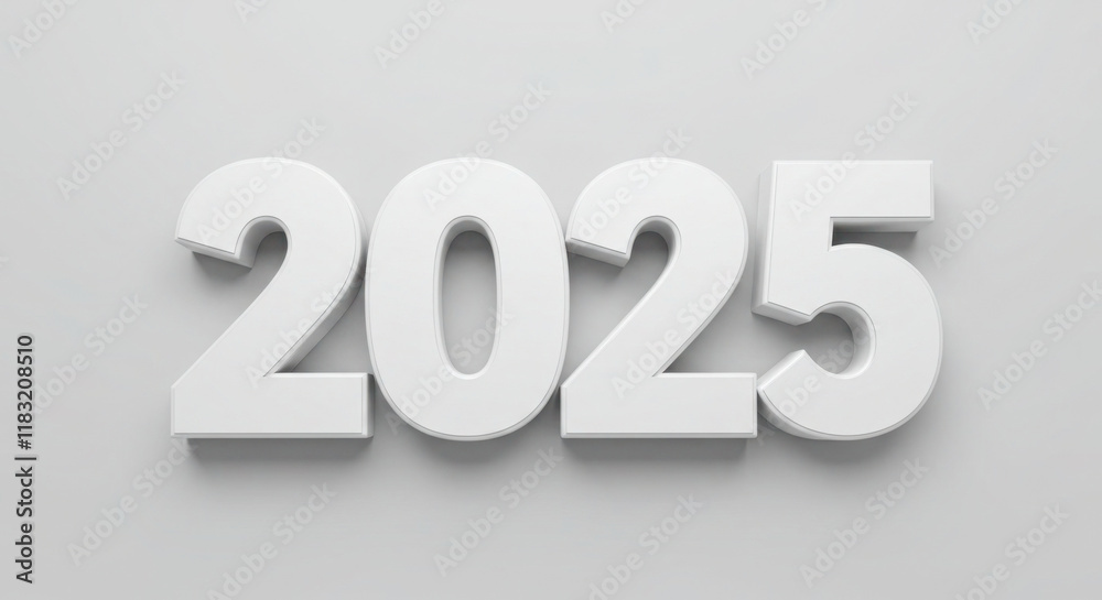 3D 2025 text on white background 3D 2025 text on white background