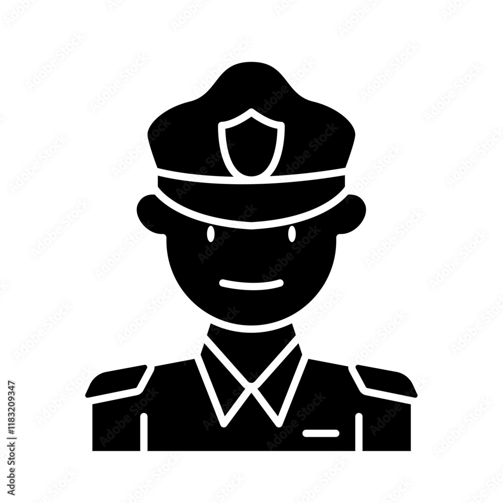 Policeman icon in glyph style Policeman icon in glyph style