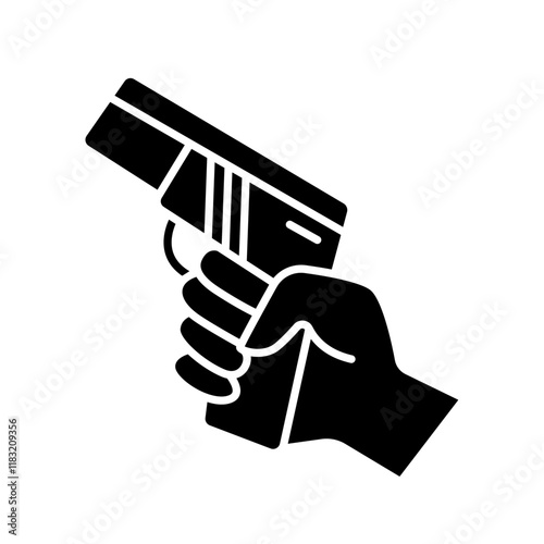 Gun in hand icon in glyph style