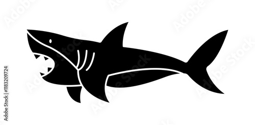 Shark icon in glyph style