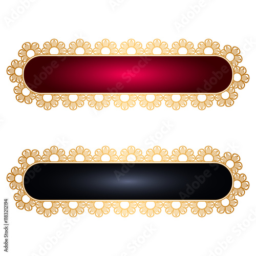 luxury golden arabic islamic text box title frame border set with ornamental illustration