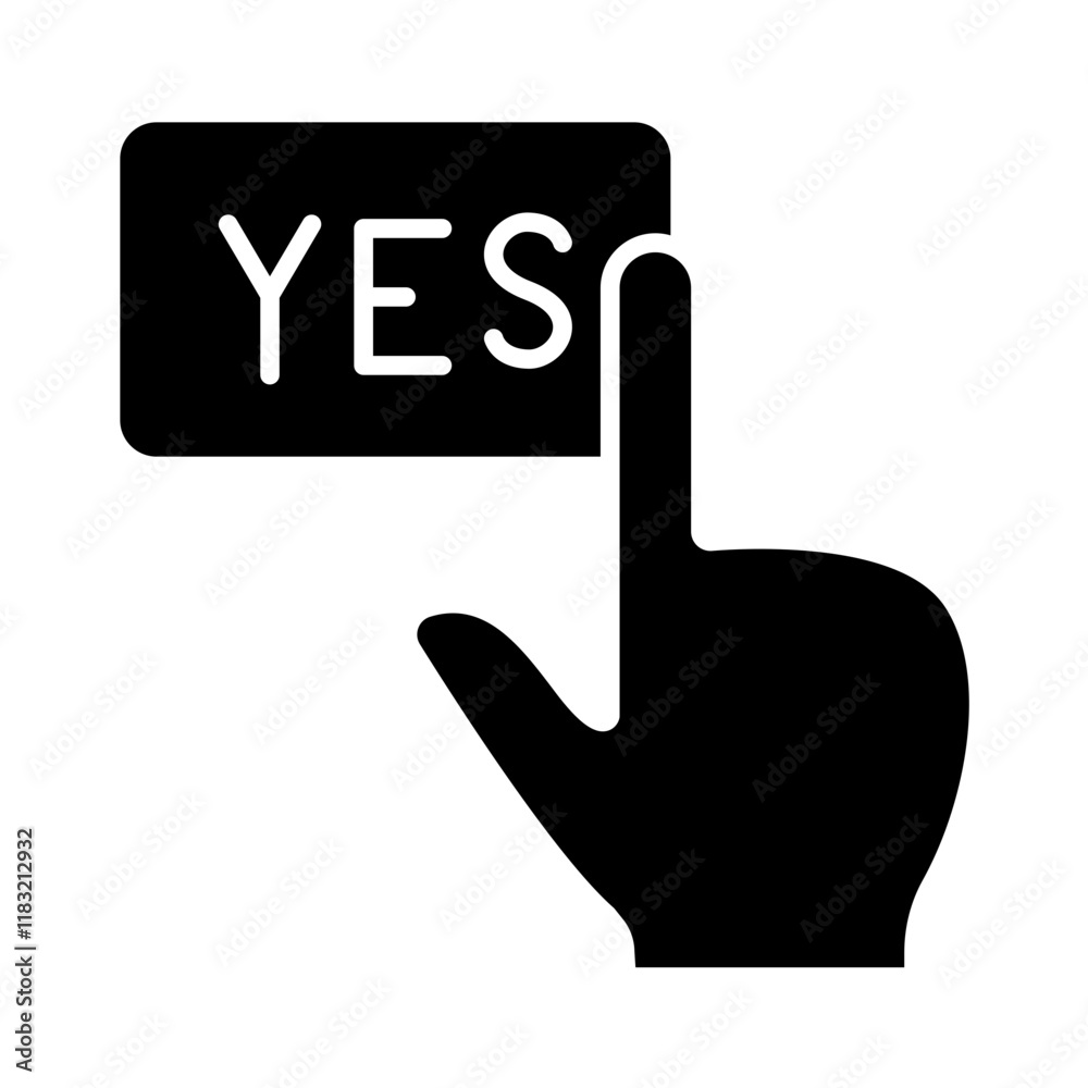 Yes, OK, approve, agree, accept icon in glyph style Yes, OK, approve, agree, accept icon in glyph style