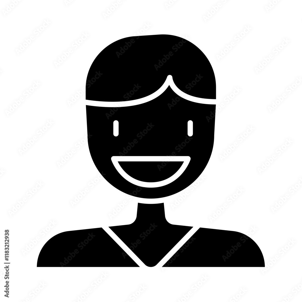 man smile icon in glyph style man smile icon in glyph style