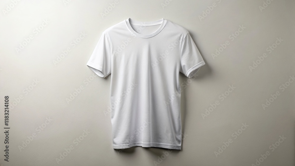 Minimalist AI-Generated T-Shirt Mockup: Plain White Tee on Neutral Background Minimalist AI-Generated T-Shirt Mockup: Plain White Tee on Neutral Background
