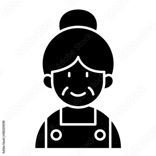 Elderly woman icon in glyph style