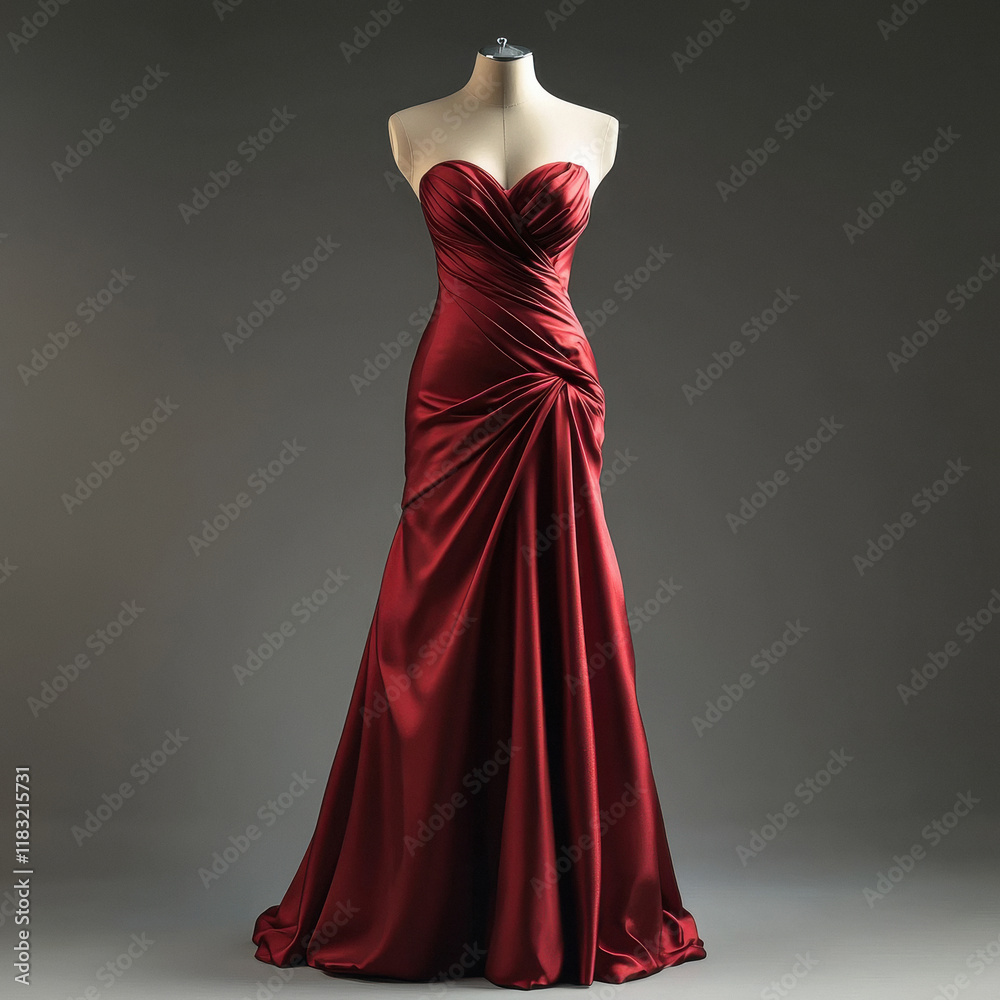 a simple party gown displayed on a mannequin a simple party gown displayed on a mannequin