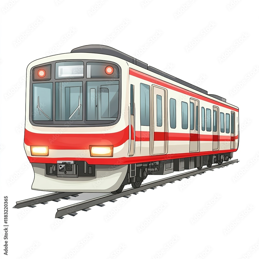 Fototapeta premium Flat design train illustration, perfect for clipart, white background. 
