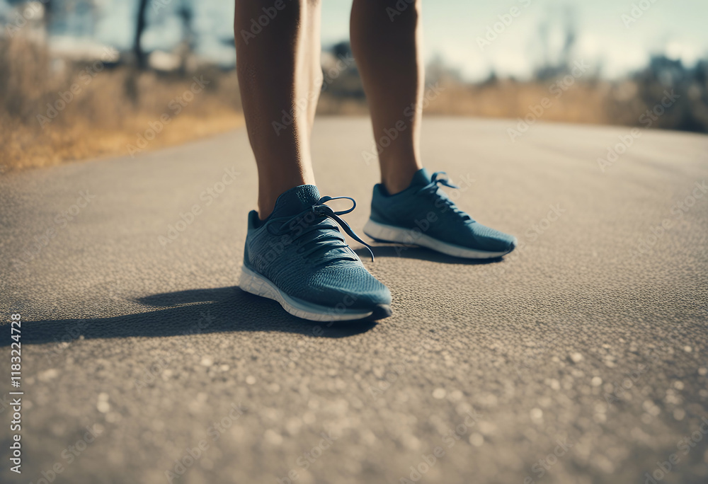 Fototapeta premium running shoes shoe runner exercise man beach leg sport summer fitness athlete jogging training physical athletic competition