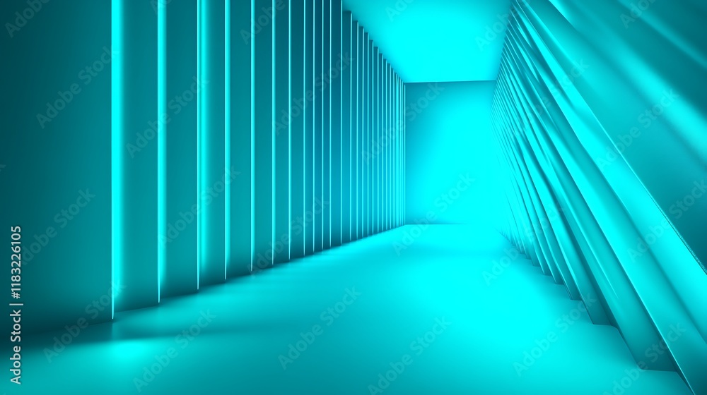 Abstract Turquoise Corridor Digital Art Design Abstract Turquoise Corridor Digital Art Design