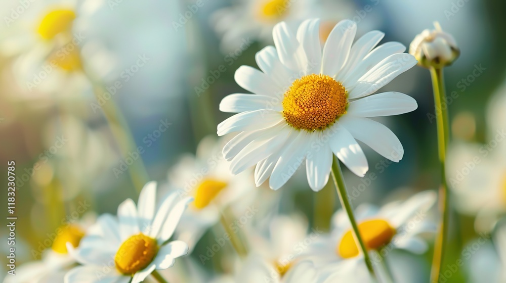 Fototapeta premium daisy seamless pattern wallpaper