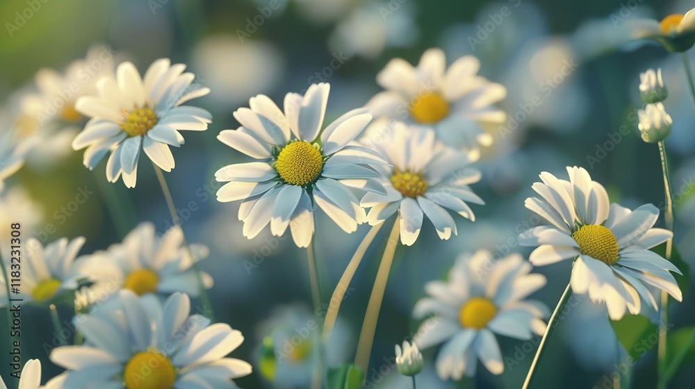 Fototapeta premium daisy seamless pattern wallpaper
