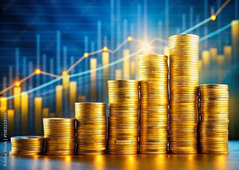 Minimalist Modern Finance: Stacked Coins & Vibrant Growth Charts Minimalist Modern Finance: Stacked Coins & Vibrant Growth Charts