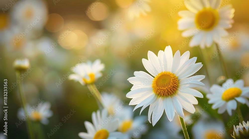 Fototapeta premium daisy seamless pattern wallpaper