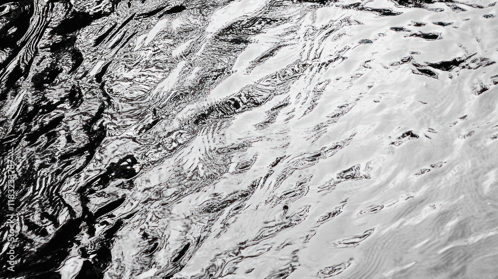 Fototapeta premium Rippled gray water surface reflecting soft light, tranquil scene 