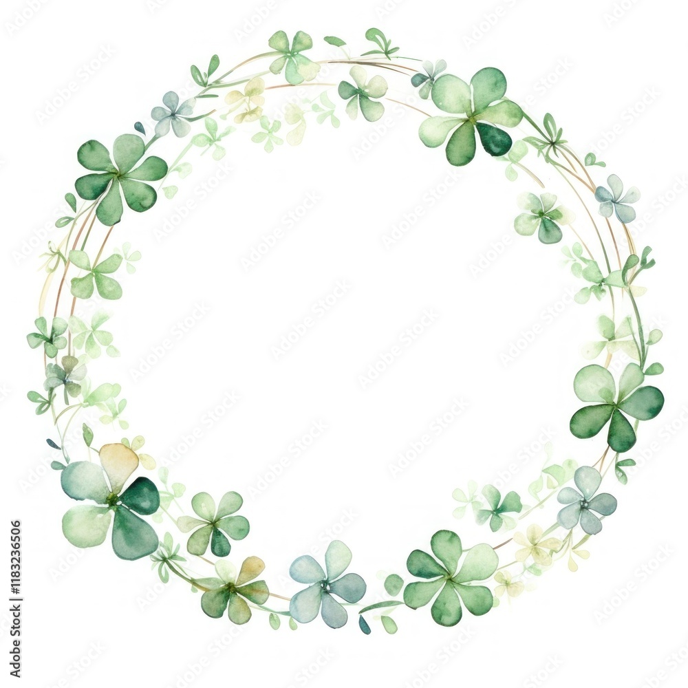 Lucky clover circle border pattern wreath plant. Lucky clover circle border pattern wreath plant.