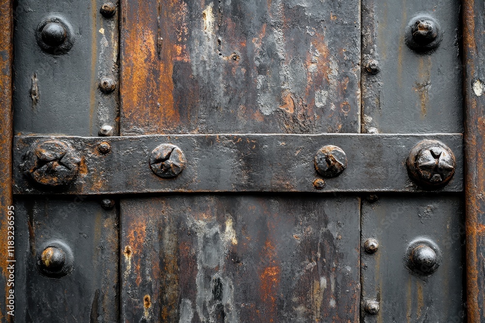 Rusty metal gate texture, urban backdrop, industrial detail Rusty metal gate texture, urban backdrop, industrial detail