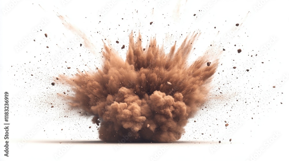 Brown Dust Explosion With Debris And Rocks Brown Dust Explosion With Debris And Rocks