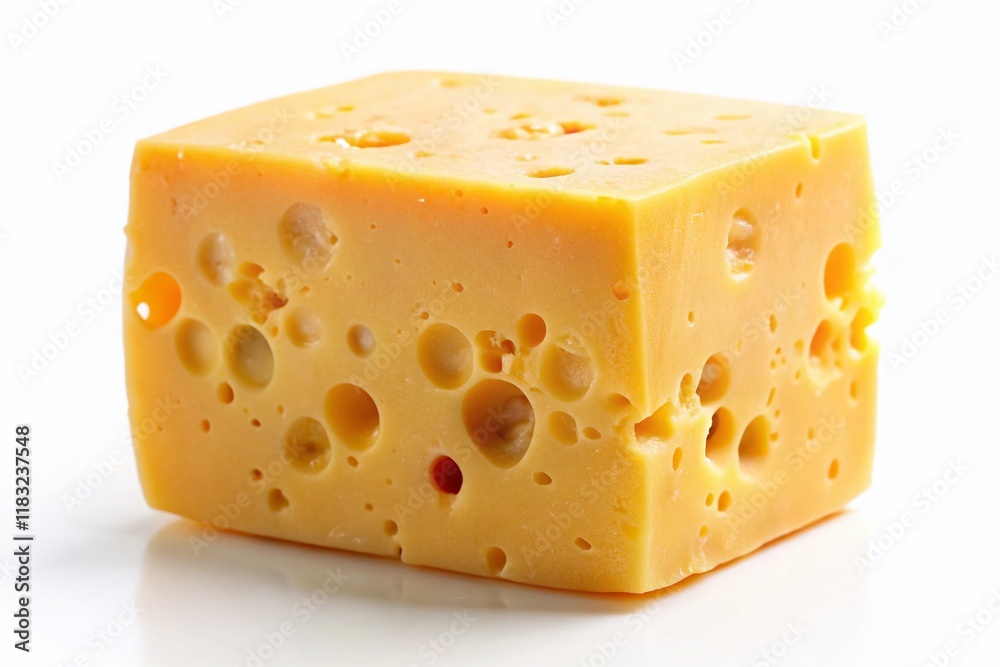 Minimalist Photo: Solid Yellow Cheese Block Isolated on White Minimalist Photo: Solid Yellow Cheese Block Isolated on White