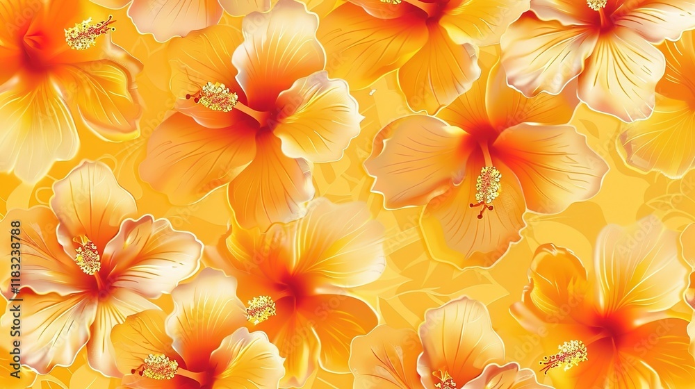 Fototapeta premium hibiscus seamless pattern wallpaper