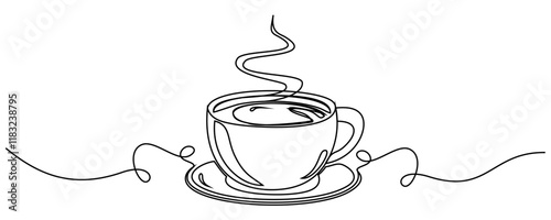 line art vector of a hot cup of coffee