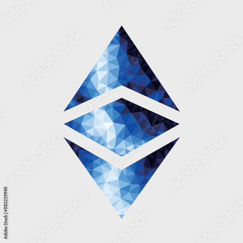 ethereum coin logo in polygonal low poly Vector. Ethereum Coin in blue stone polygon. blue diamond in polygonal abstract vector