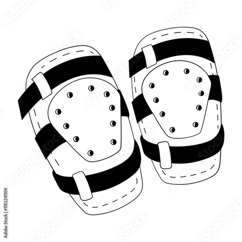 Safety elbow pads illustration in hand drawn style 

