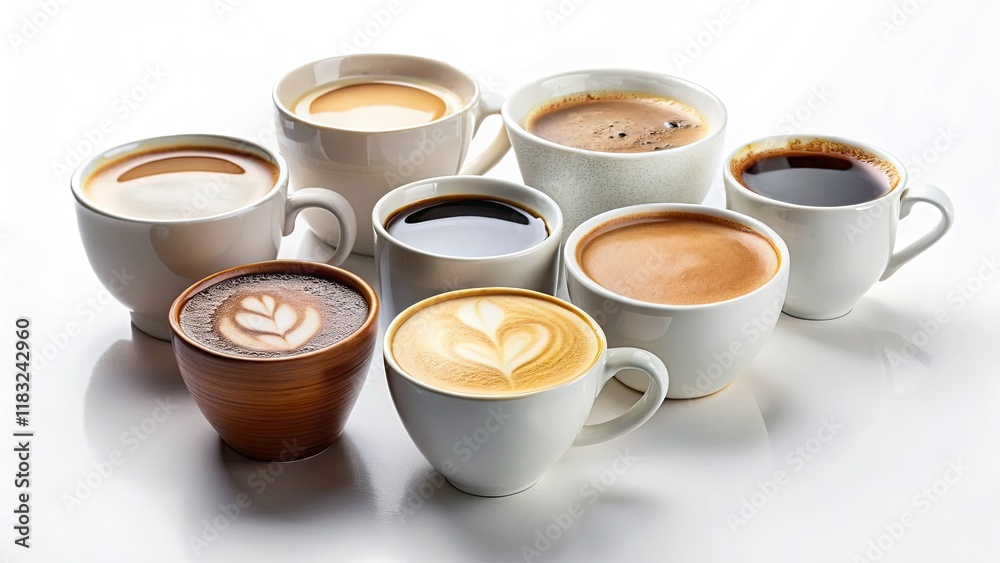 Clean, white background showcases minimalist hot coffee mug photography; simple, elegant coffee cup images.