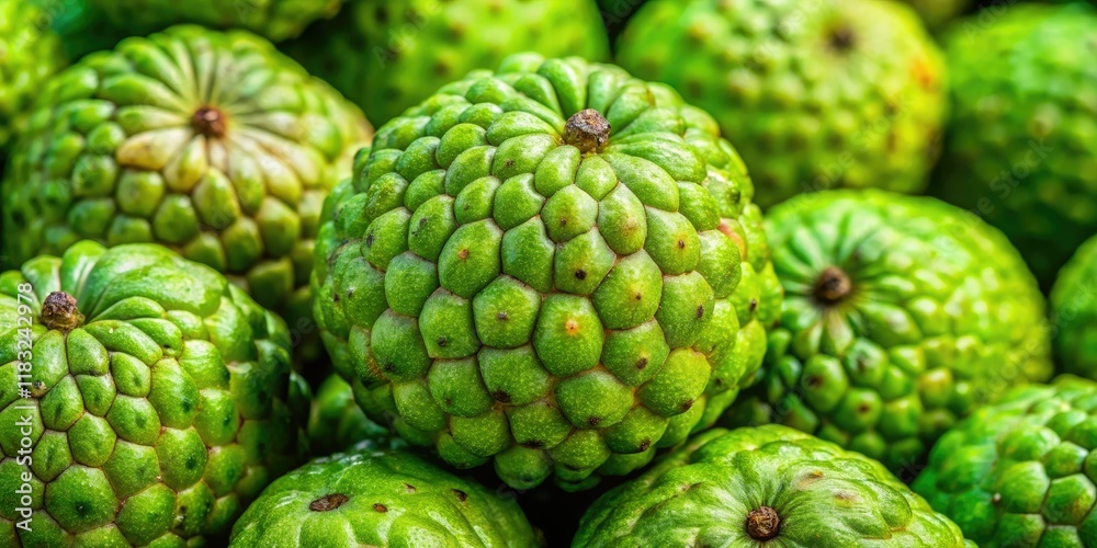 Fototapeta premium Close-up: Green fruit speckled with brown decay, revealing nature's textured decline.