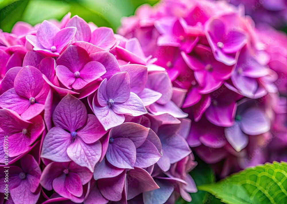 Delicate pink and lilac hydrangeas bloom in vibrant macro detail, showcasing nature's artistry. Delicate pink and lilac hydrangeas bloom in vibrant macro detail, showcasing nature's artistry.