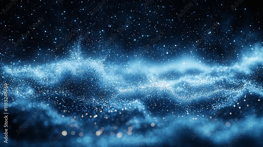 Naklejka premium Abstract blue glowing particles wave.