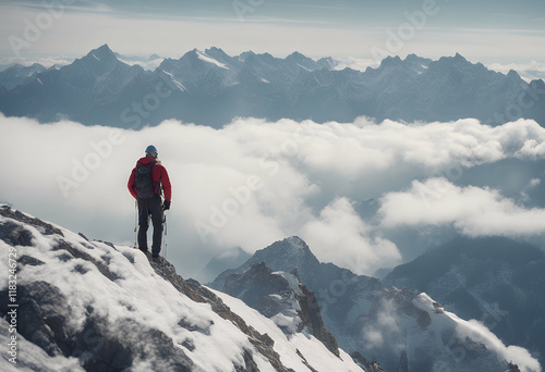 mountains summit wants reach climber mountain climb landscape looks goal hiking nature snow sky alps hiker sport hike adventure arrive trekking people sight backpack rock