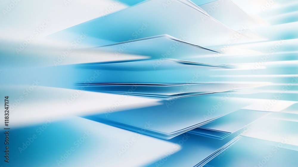 Abstract blue geometric shapes, layered perspective, motion blur. Abstract blue geometric shapes, layered perspective, motion blur.