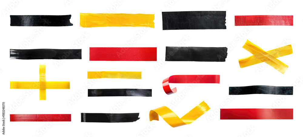 Set of pieces of insulating or adhesive tape isolated on transparent background Set of pieces of insulating or adhesive tape isolated on transparent background