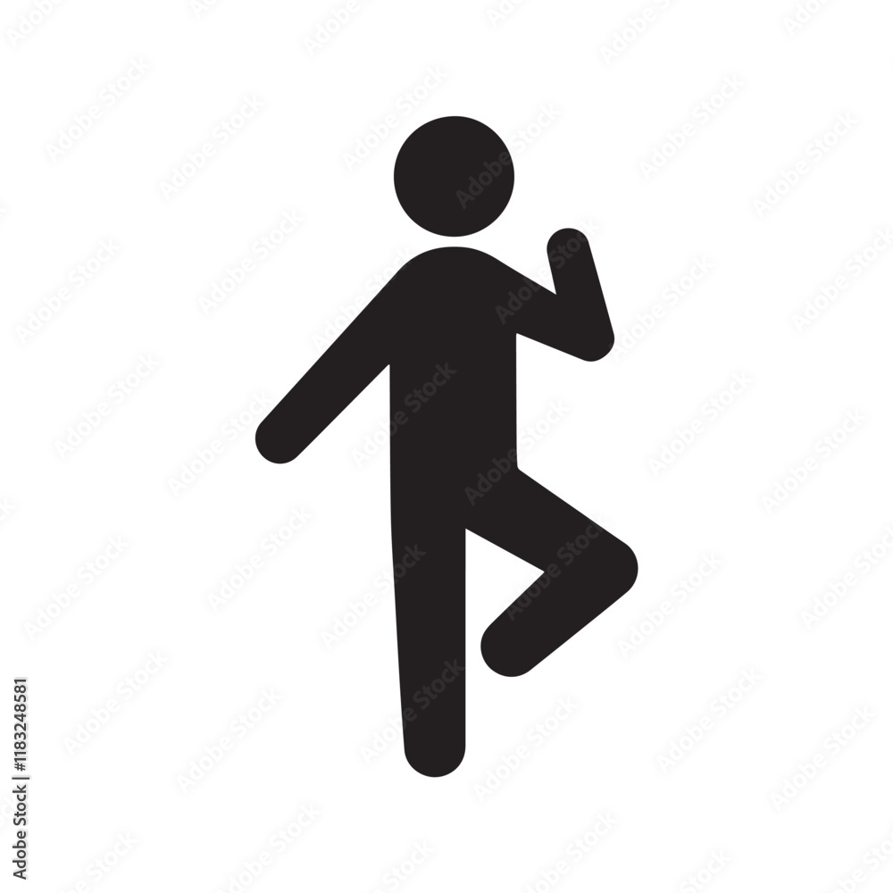 person standing with one leg raised and one arm raised icon, symbolizing balance and flexibility person standing with one leg raised and one arm raised icon, symbolizing balance and flexibility