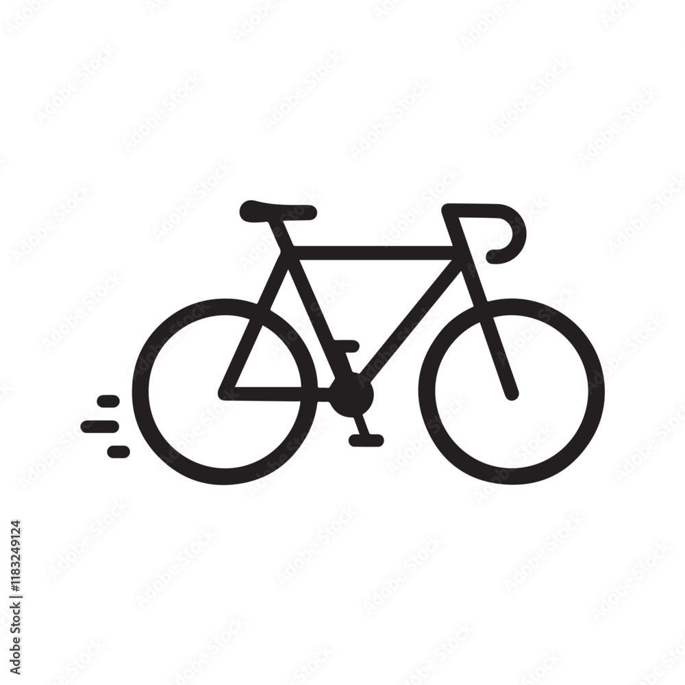 Obraz premium bicycle riding along a road icon, symbolizing healthy transport and active lifestyle