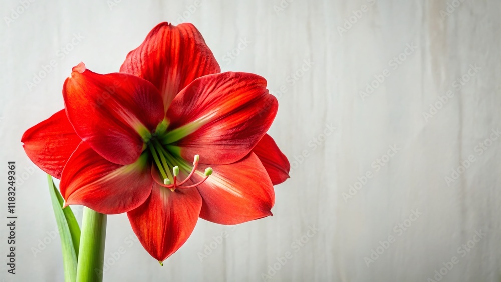 Minimalist Vibrant Red Amaryllis Bloom - Single Flower Studio Shot Minimalist Vibrant Red Amaryllis Bloom - Single Flower Studio Shot