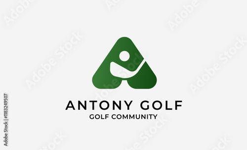 Monogram logo design initial A and Golf. Golf ball, golf stick and sport typography concept. Club and community template design.