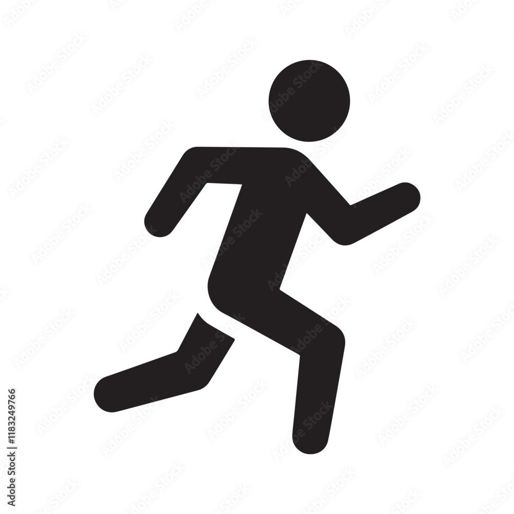 black icon of a person running, symbolizing fitness and active lifestyle black icon of a person running, symbolizing fitness and active lifestyle