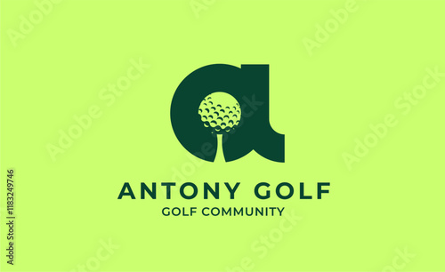 Monogram logo design initial A and Golf. Golf ball, golf stick and sport typography concept. Club and community template design.