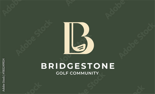 Monogram logo design initial B and Golf. Golf ball, golf stick and sport typography concept. Club and community template design.